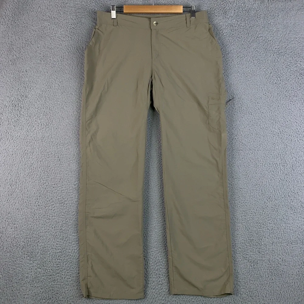 Simms Superlight Fishing Pant Mens Large Tan Outdoor Hiking Lightweight Nylon